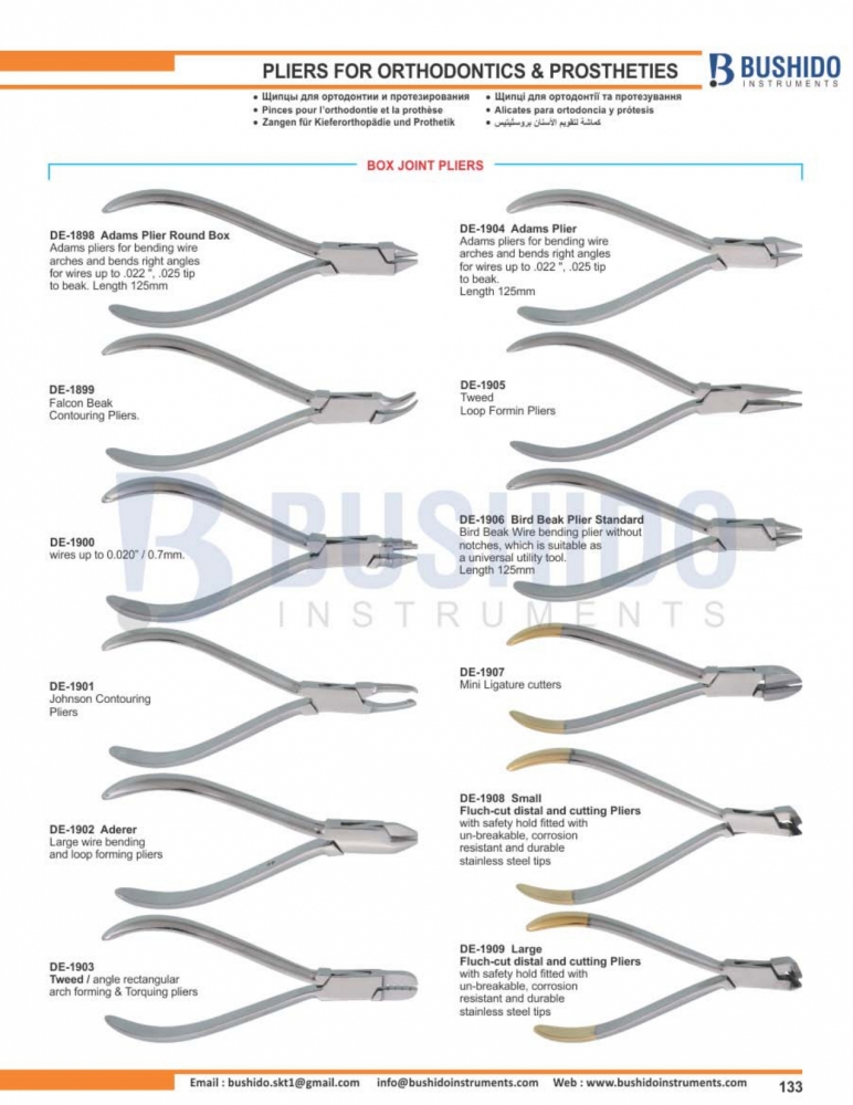 Pliers For Orthodontics & Prosth